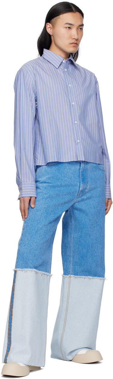 Skjorte Marni Marni Poplin Stripe Cropped Shirt Blå | CUMU0337S0 UTC455, 3