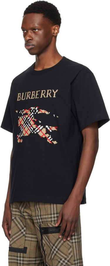 T-shirt Burberry Cross Stitch Horseferry Print Cotton T-Shirt Sort | 8109021, 3