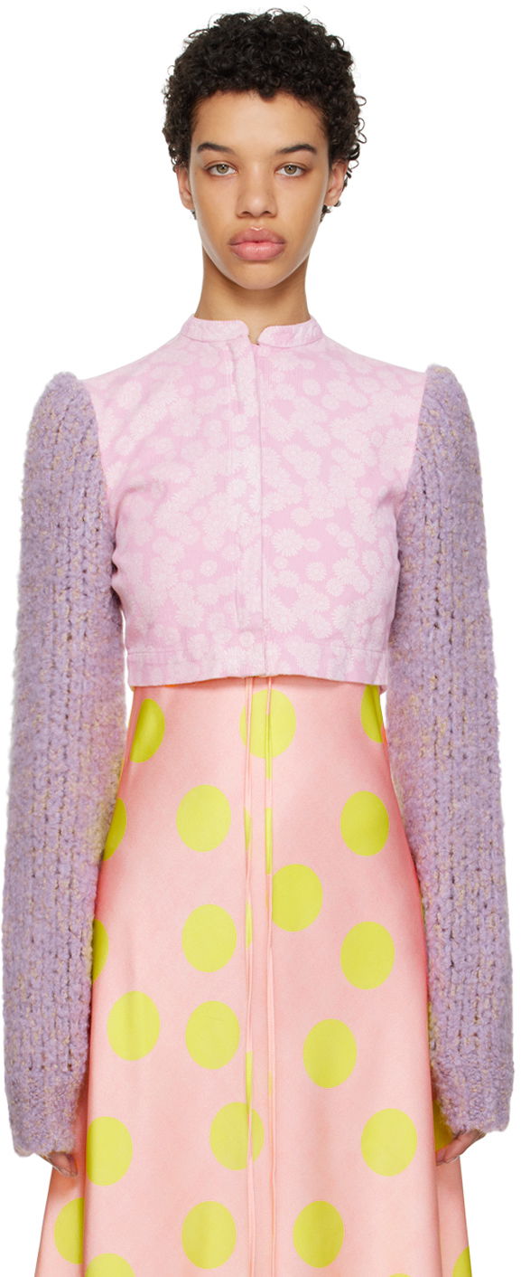 Kjole ERL ERL Floral Cropped Jacket Lyserød | ERL06J103