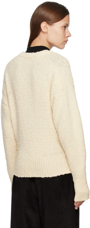 Sweater TOTEME Textured Knit V-Neck Sweater Hvid | 224-5106-324, 2