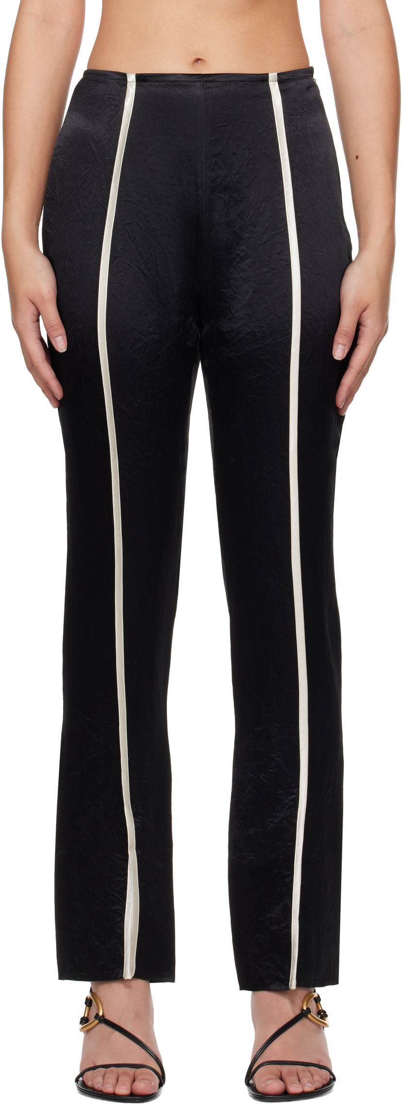 Bukser Nanushka Formal Straight Leg Side Stripe Trousers Sort | NW24FWPA34199