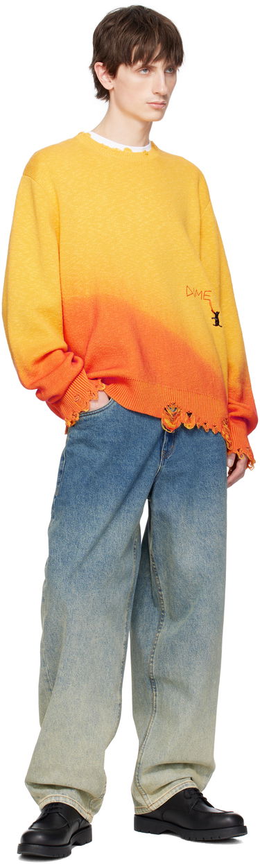 Sweater Dime Dime Gradient Knit Sweater with Cat Embroidery Orange | DIMESP2510SUN, 3