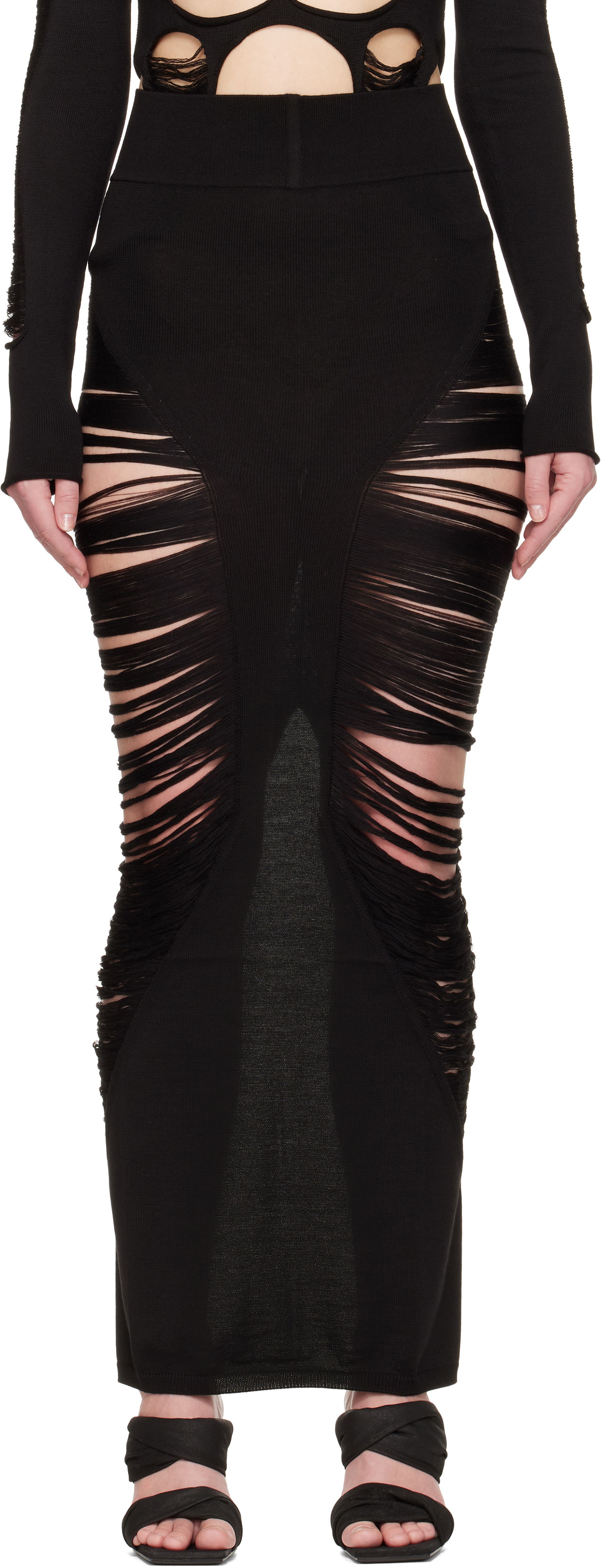 Nederdel Rick Owens Rick Owens Hollywood Pillar Maxi Skirt Sort | RO01E7679 KGRIDM, 0