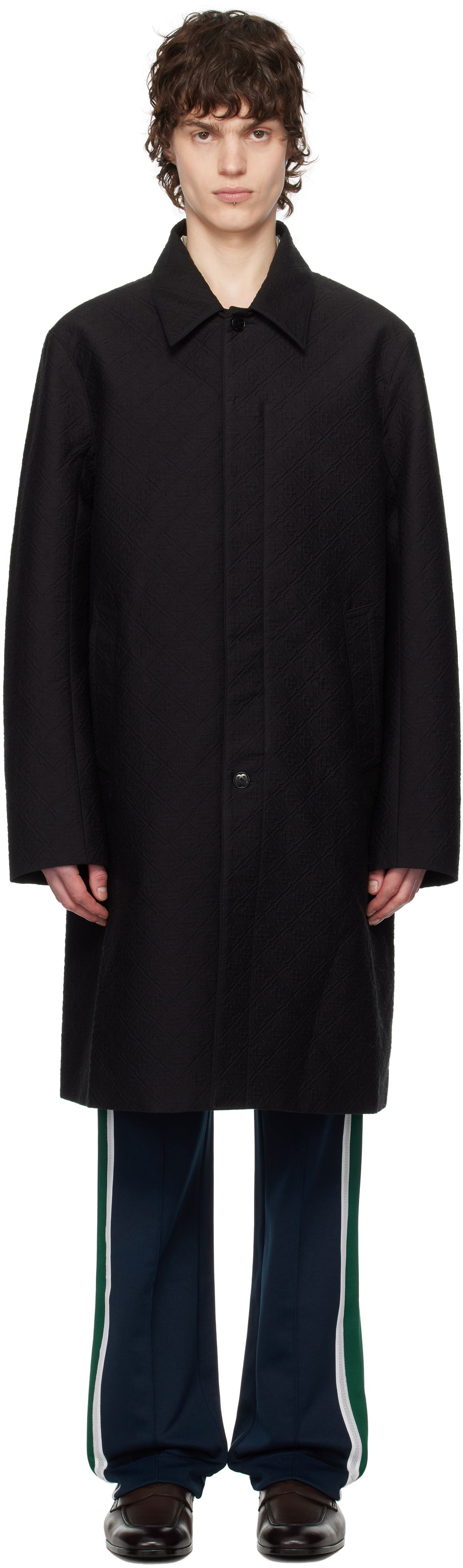 Regnfrakke Casablanca Casablanca Jacquard Car Coat Sort | MPS25-OT-163-01, 0