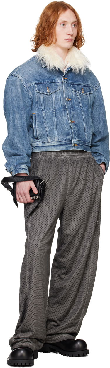 Jakke Alexander Wang Alexander Wang Rounded Trucker Denim Jacket with Faux Fur Collar Blå | 6WC1252066, 4