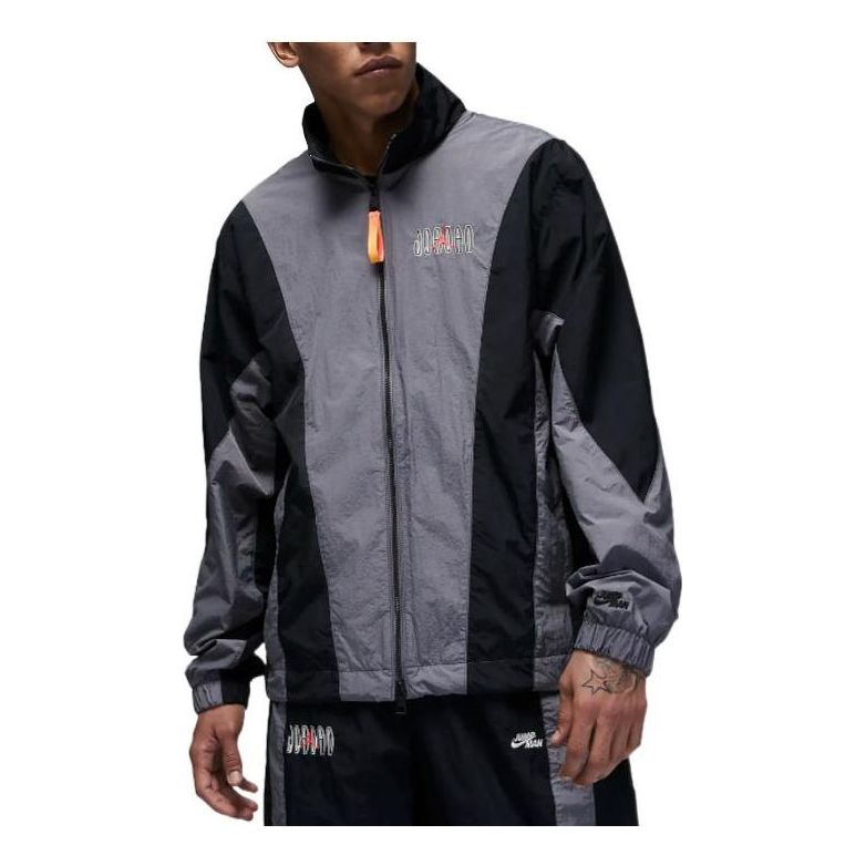 Vindjakke Jordan Colorblock Embroidered Zipper Jacket Sort | DQ8034-014