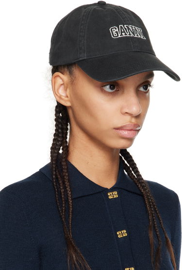 Kasket GANNI GANNI Embroidered Logo Baseball Cap Sort | A6300, 1