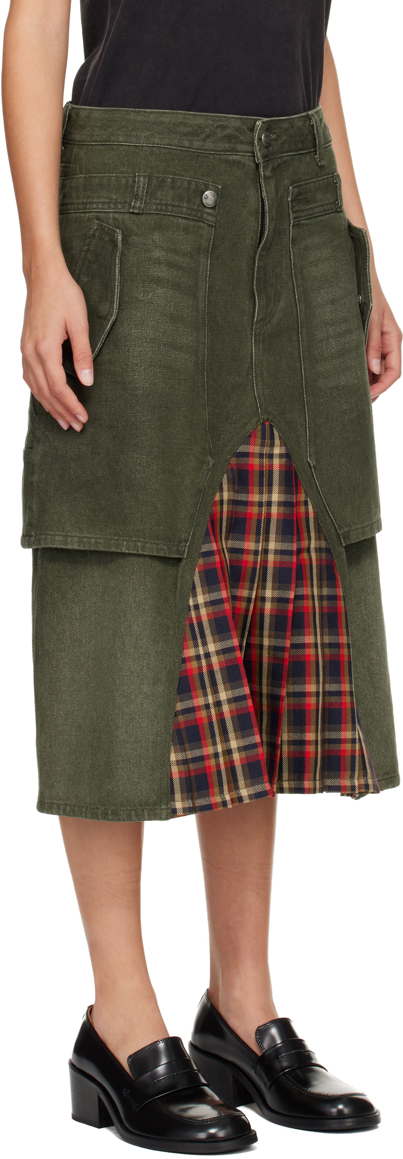 Nederdel Andersson Bell Raptor Layered Pleats Denim Midi Skirt Flerfarvet | apa860w, 1
