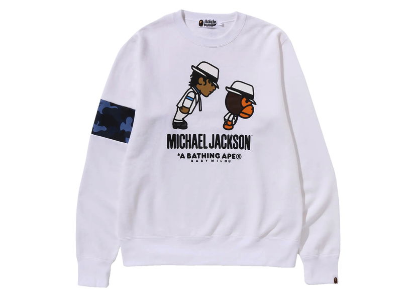 Sweatshirt BAPE BAPE x Michael Jackson Baby Milo Crewneck White Hvid | 2J73-113-901