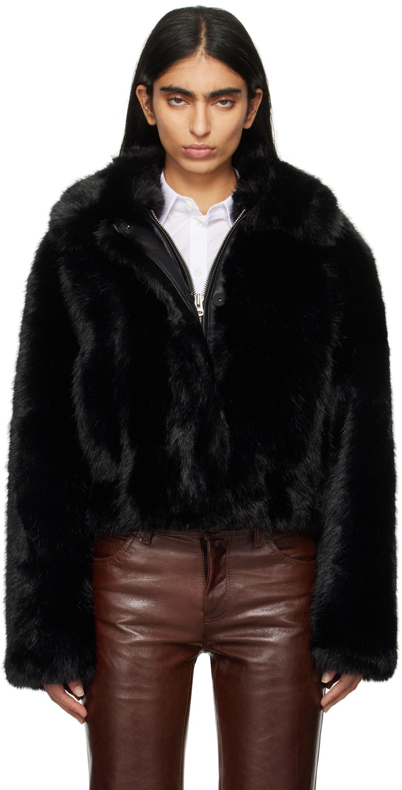 Bomberjakke STAND STUDIO Faux-Fur Jacket Sort | 66354-9155