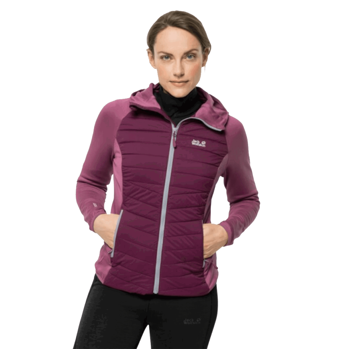Puffer jakke Jack Wolfskin CROSSING PEAK Hybrid Hooded Fleece Quilted Jacket Bourgogne | 1709052-2094, 0