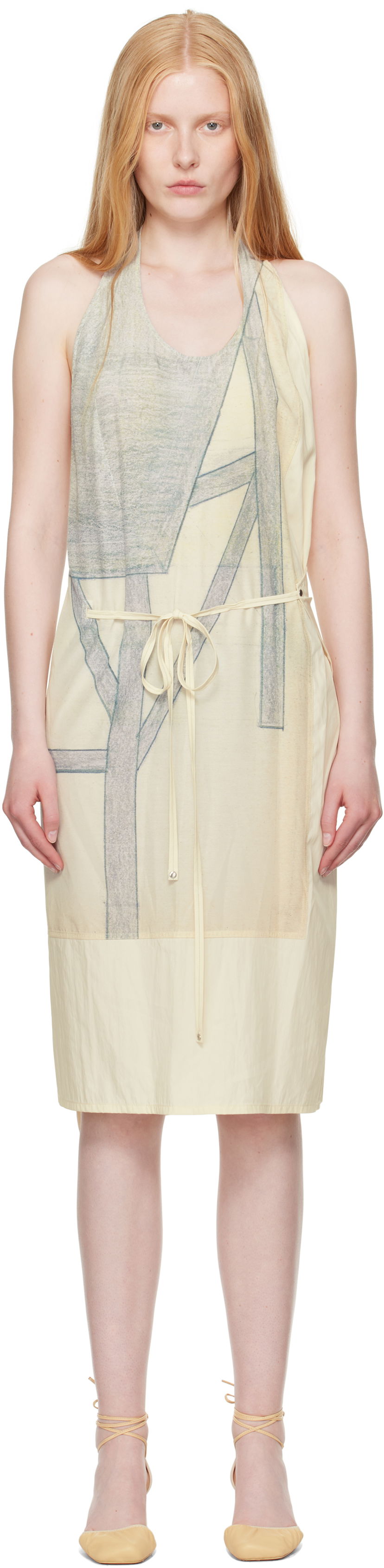 Kjole LEMAIRE Lemaire Philippe Weisbecker Apron Midi Dress Gul | DR1103 LF1414