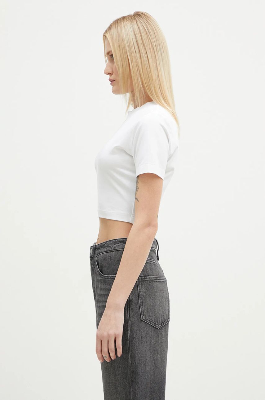 Crop top VETEMENTS VETEMENTS Oval Logo Cropped Fitted T-Shirt Hvid | WA66TR700W, 1