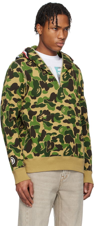 Sweatshirt BAPE A Bathing Ape ABC Camo Shark Half Zip Hoodie Grøn | 001PPK801010M, 1