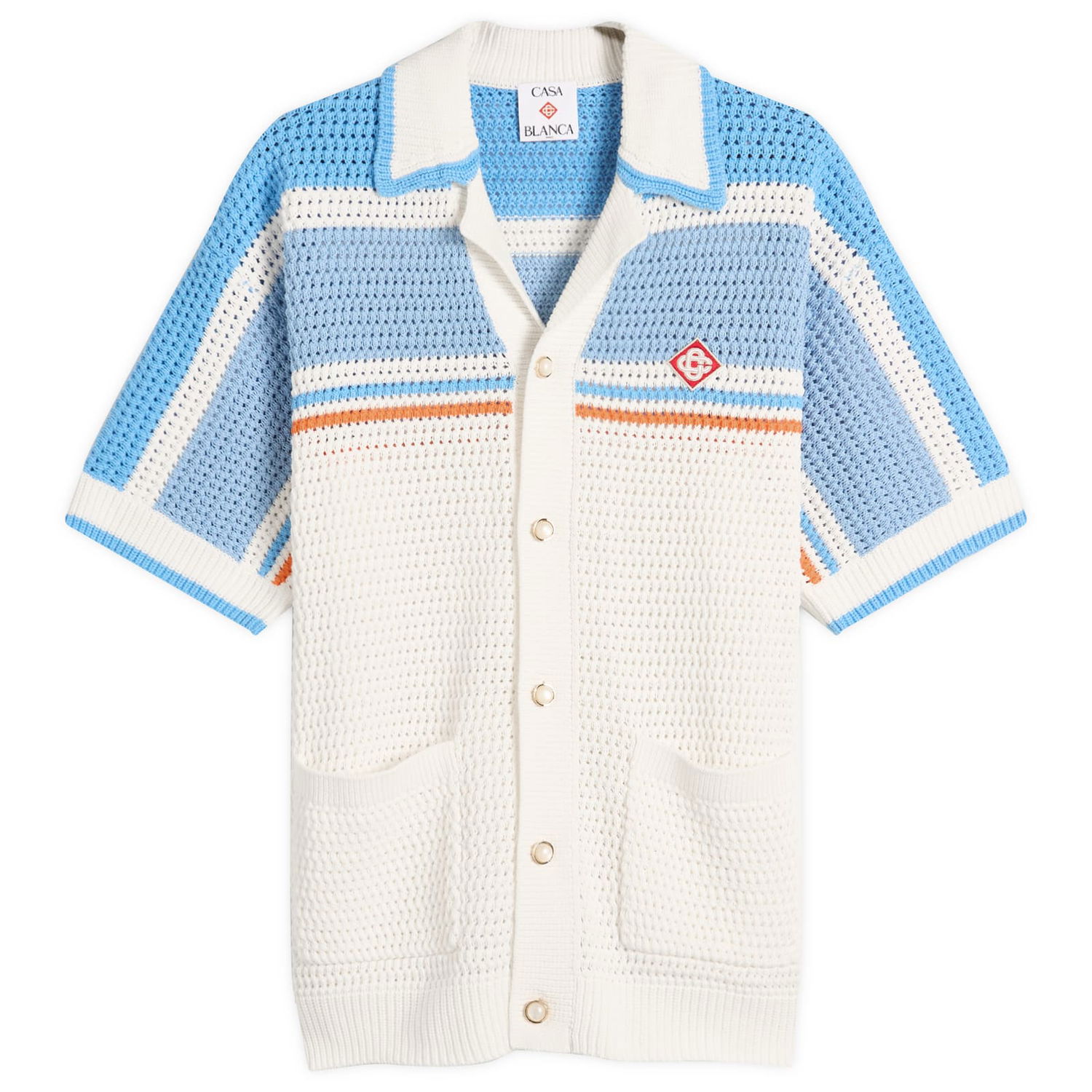 Skjorte Casablanca Casablanca Faux Crochet Cotton Shirt Hvid | MPF25-KW-997-01, 0