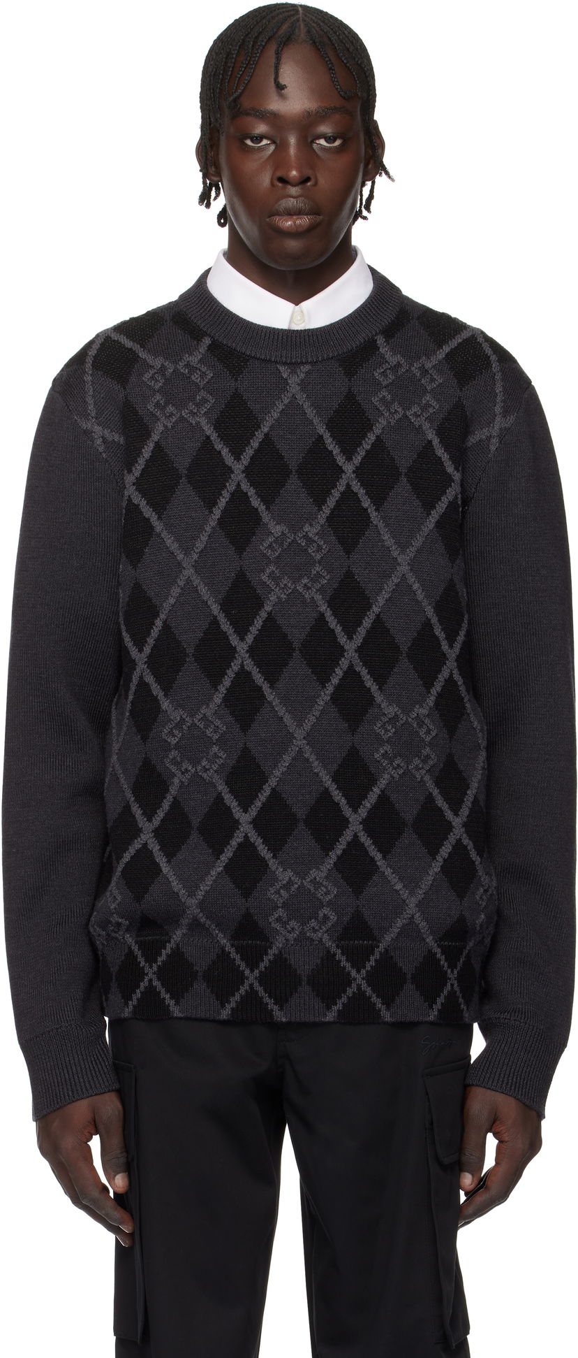 Sweater Givenchy Argyle Pattern Sweater Grå | BM90TX4YL0001