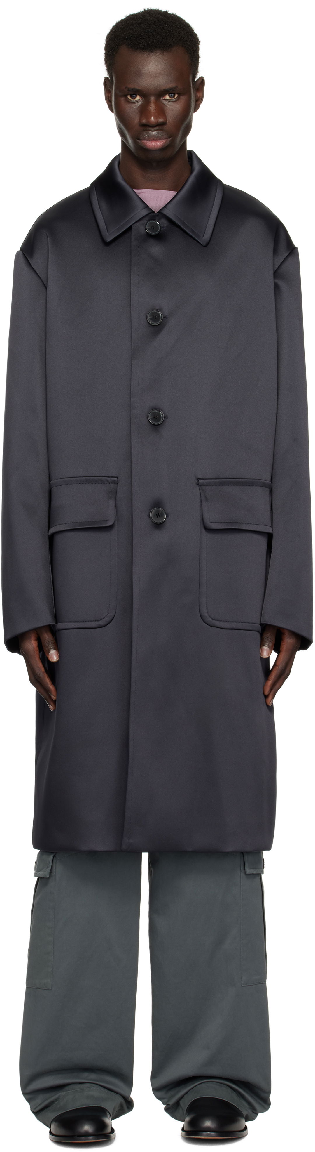 Frakker Dries Van Noten Dries Van Noten Loose Fit Mac Coat Mørkeblå | 251-020210-1061, 0