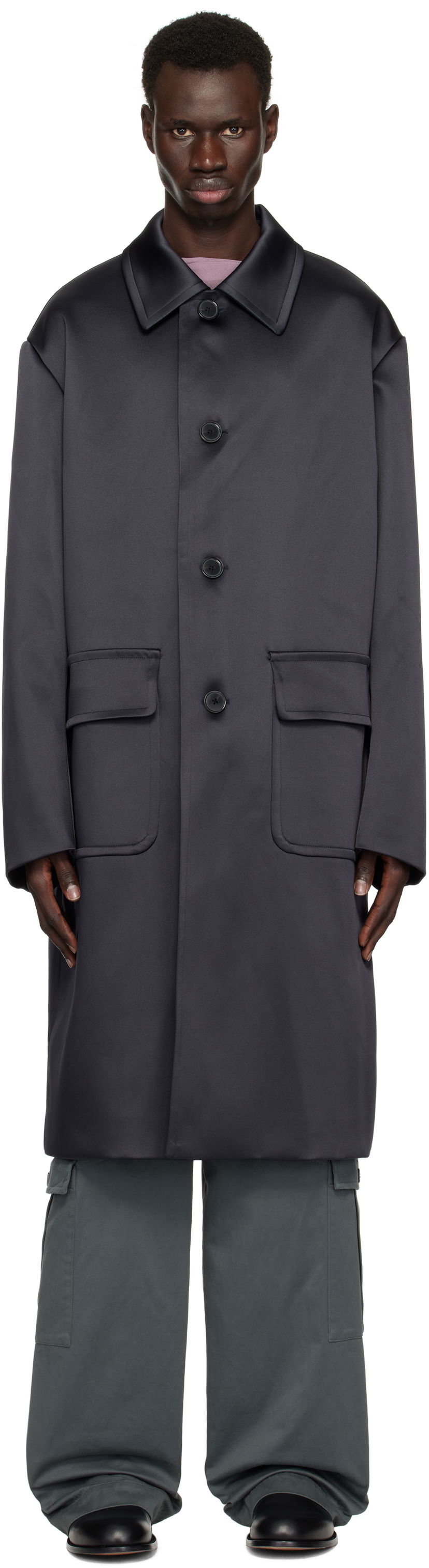 Frakker Dries Van Noten Dries Van Noten Loose Fit Mac Coat Mørkeblå | 251-020210-1061