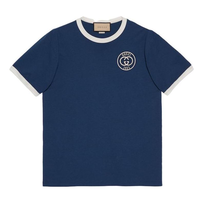 T-shirt Gucci Embroidered Jersey T-Shirt Blå | 727694-XJFV8-4030, 0