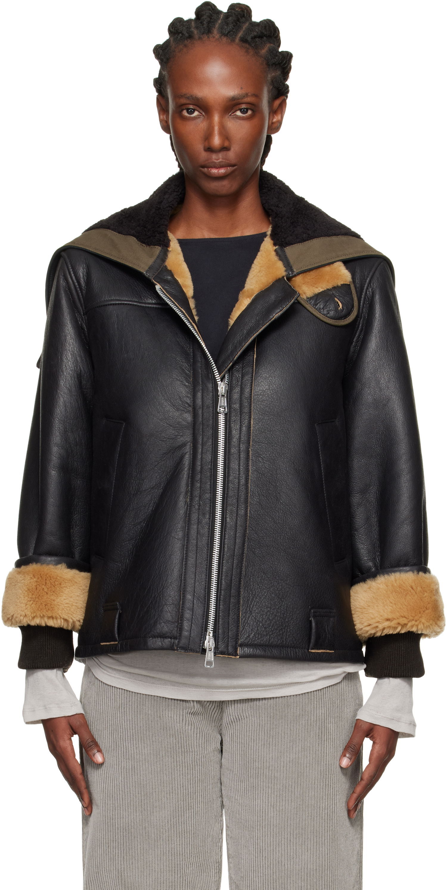 Jakke OUR LEGACY Our Legacy Blizzard Shearling Leather Jacket Sort | W4259BN, 0