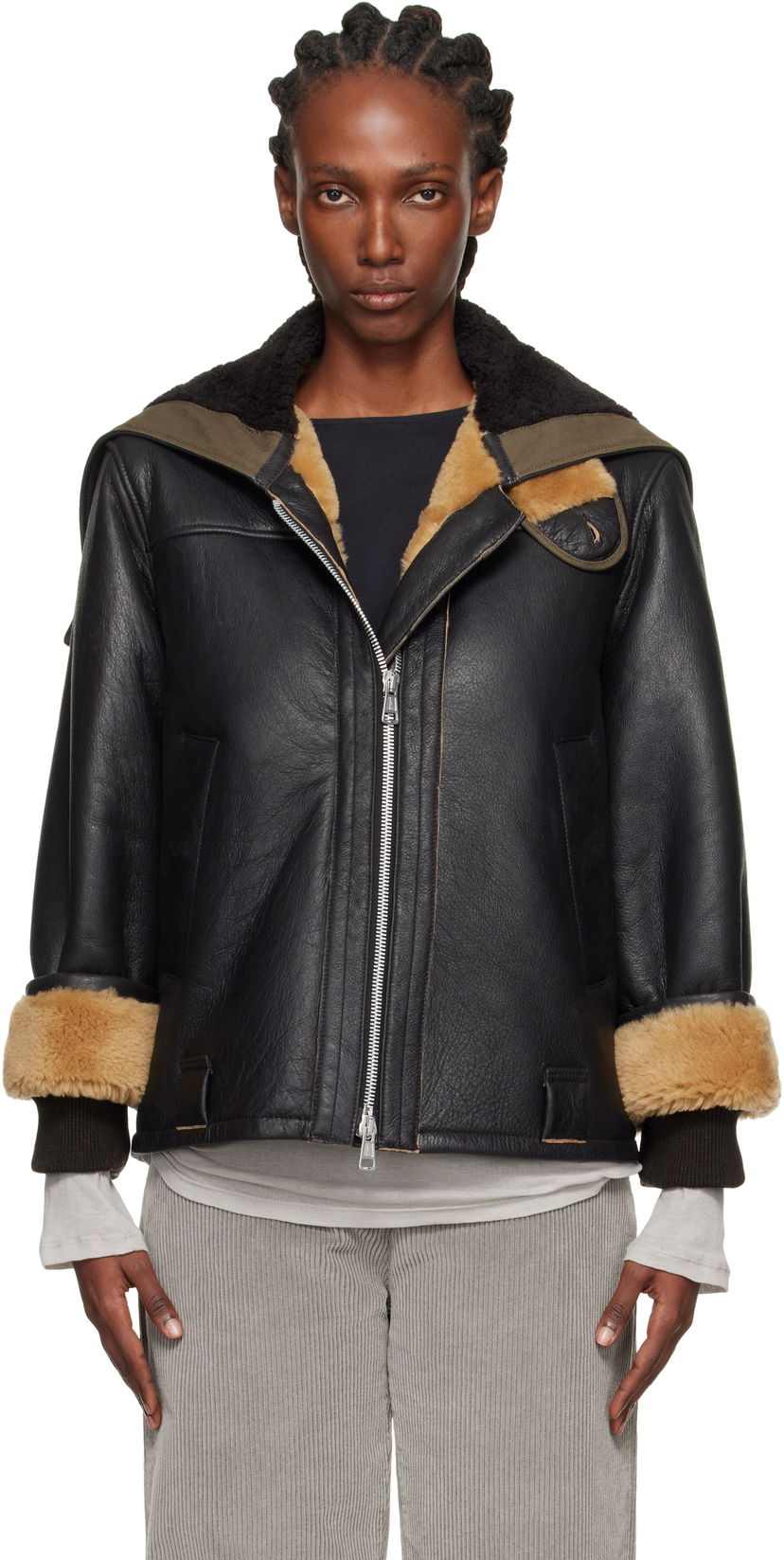 Jakke OUR LEGACY Our Legacy Blizzard Shearling Leather Jacket Sort | W4259BN