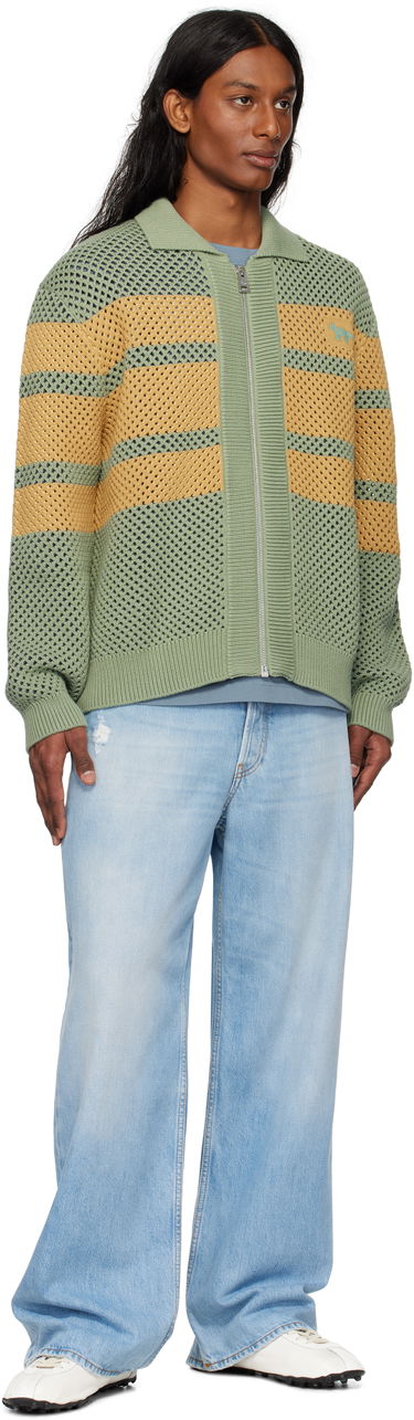 Jakke MAISON KITSUNÉ Maison Kitsuné Striped Mesh Blouson Jacket Grøn | OM02136KT1125, 3