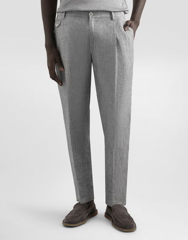 Bukser Dolce & Gabbana Dolce & Gabbana Washed Linen Canvas Cropped Trousers Grå | GV4EETFU4MFS8290, 1