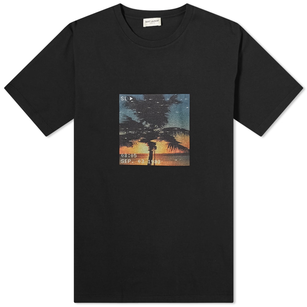 T-shirt Saint Laurent Palm Photo Print Tee Sort | 652565-Y36AD-1068, 0