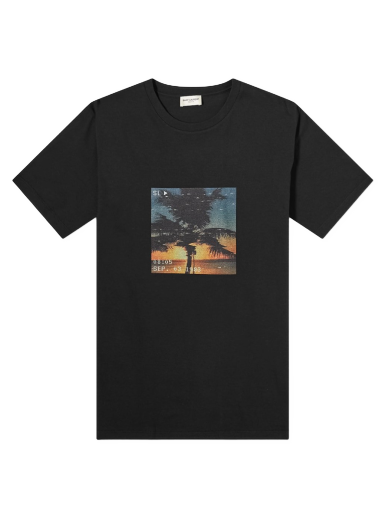 T-shirt Saint Laurent Palm Photo Print Tee Sort | 652565-Y36AD-1068