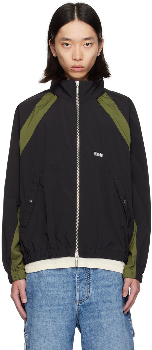 Jakke Rhude Black & Khaki Aerial Track Jacket Sort | RHPF24JA01863