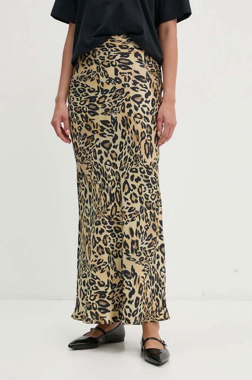 Nederdel Nanushka Leopard Print Maxi A-Line Skirt Beige | NW24PFSK6071