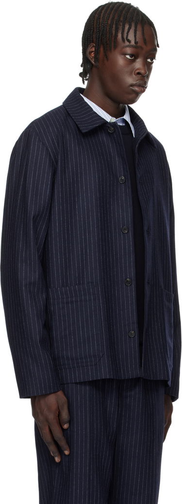 Bomberjakke A.P.C. Pinstripe Wool Jacket Mørkeblå | WOARO-H03208, 1