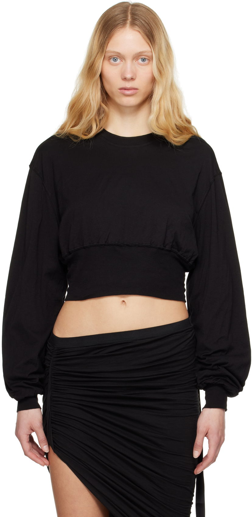 Sweater Rick Owens Rick Owens DRKSHDW Hollywood Tatlin Cropped Sweatshirt Sort | DS01E3225 BHDB