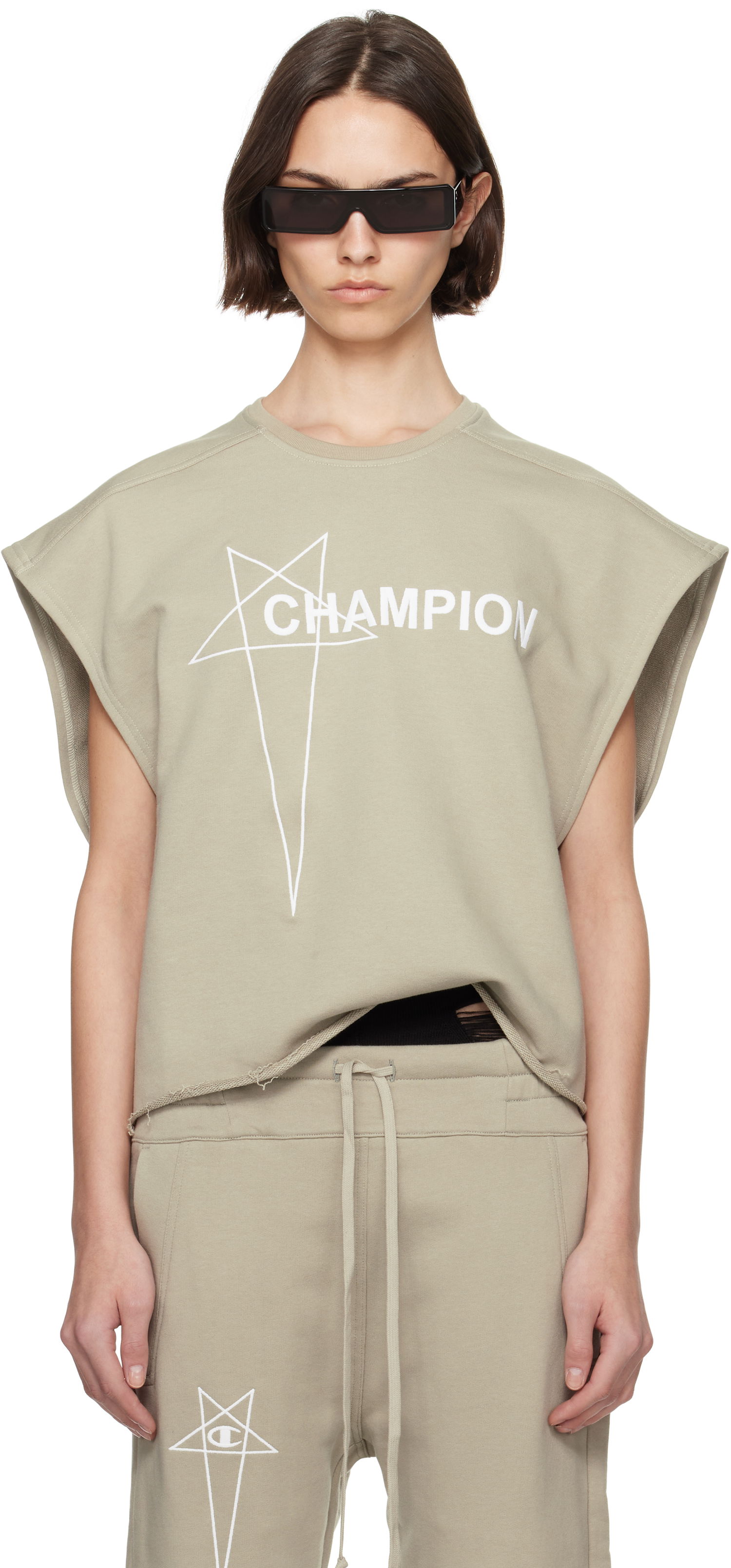 Tanktop Rick Owens Rick Owens Champion Edition Micro Tatlin Tank Top Beige | CW01E1666 CHFE, 0