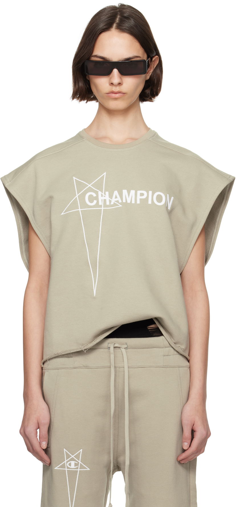 Tanktop Rick Owens Rick Owens Champion Edition Micro Tatlin Tank Top Beige | CW01E1666 CHFE