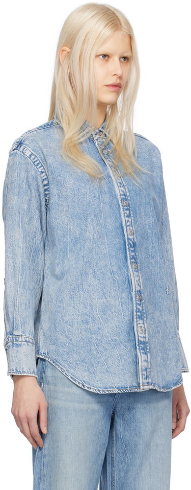 Skjorte rag & bone Diana Featherweight Denim Shirt Blå | WDD23H1423FTMI, 1