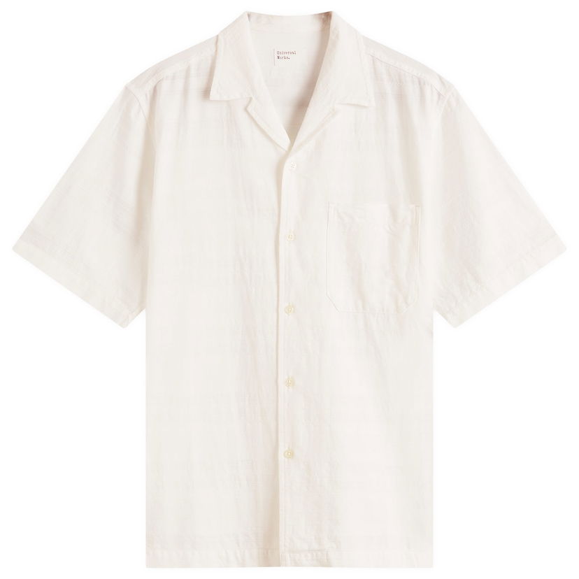 Skjorte Universal Works Universal Works Men's Self Stripe Minari Shirt, Size Large Hvid | P32044-ECR