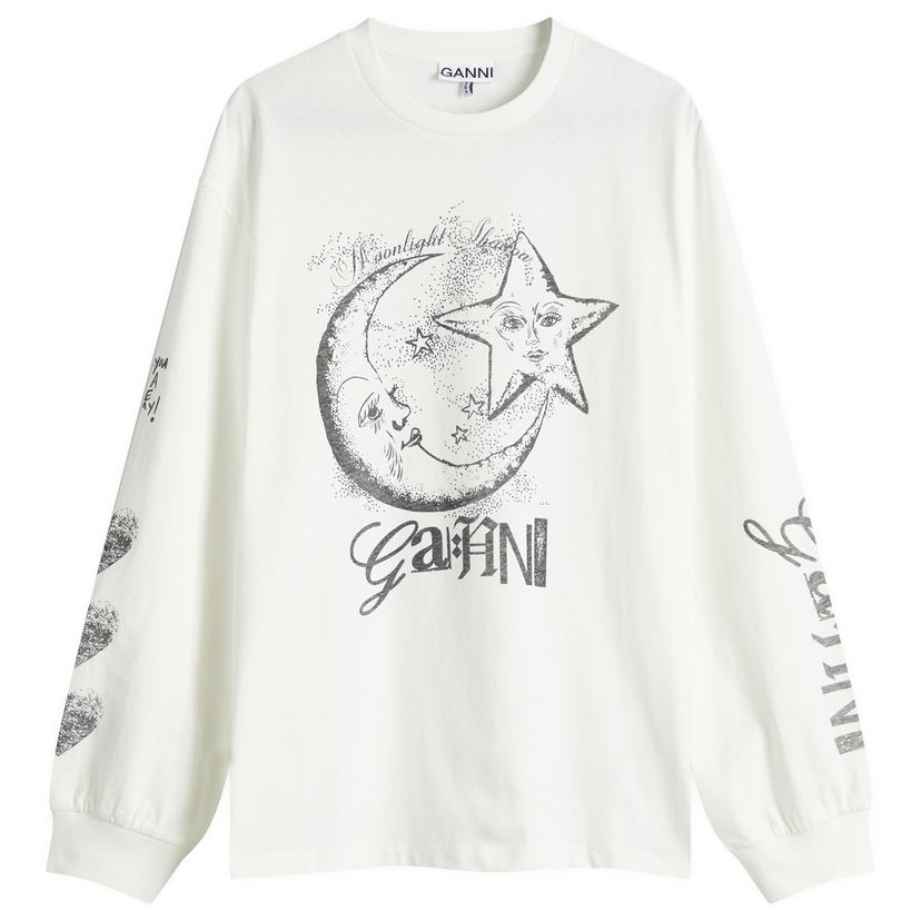 T-shirt GANNI GANNI Future Heavy Long Sleeve T-Shirt Hvid | T4064-135