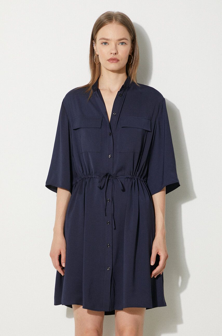 Kjole MAISON KITSUNÉ Maison Kitsuné Double Pocket Mini Dress Mørkeblå | MW01607WF0022, 0