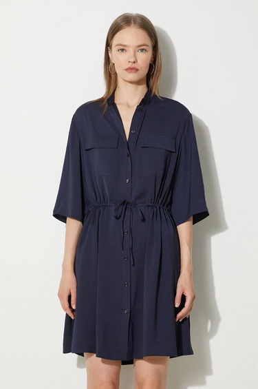 Kjole MAISON KITSUNÉ Maison Kitsuné Double Pocket Mini Dress Mørkeblå | MW01607WF0022, 0