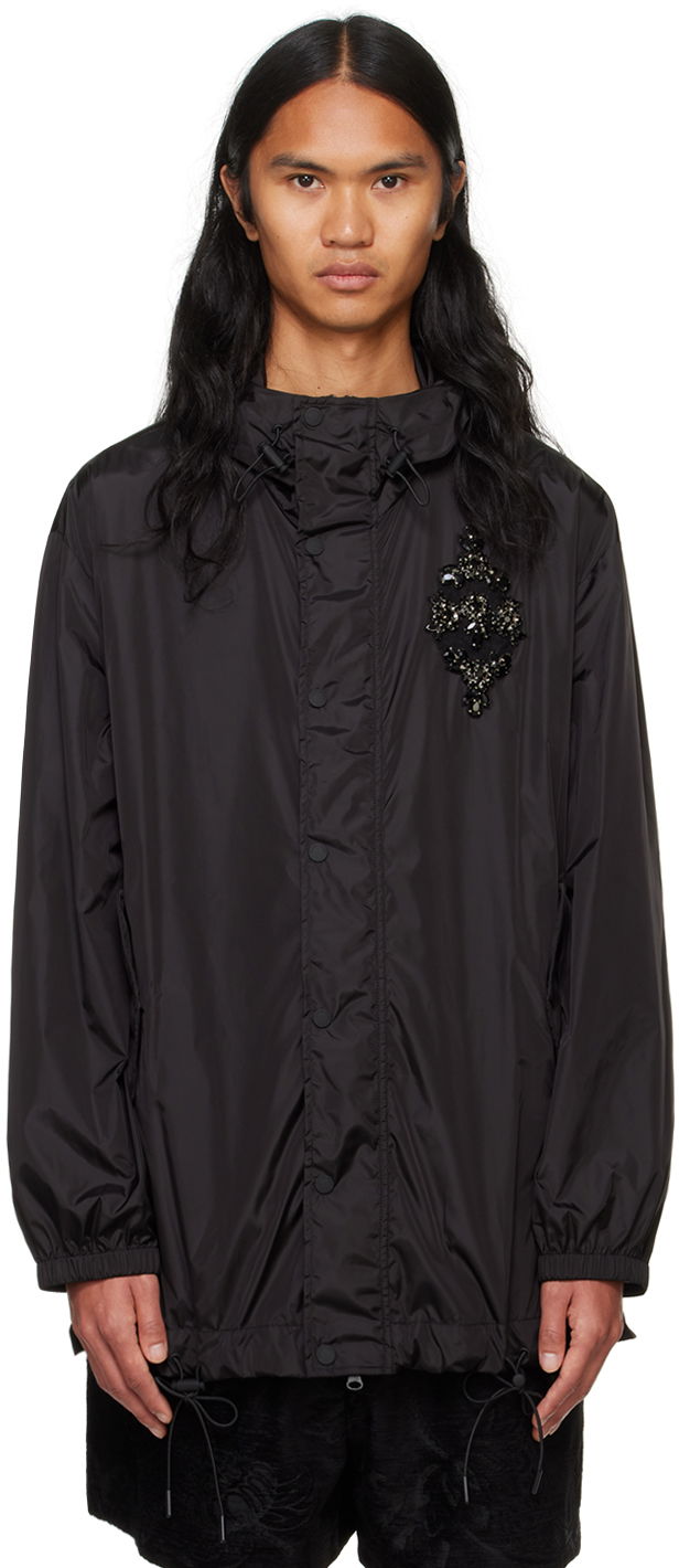 Vindjakke Simone Rocha Simone Rocha Embellished Button Placket Parka Sort | 6105B 1067, 0