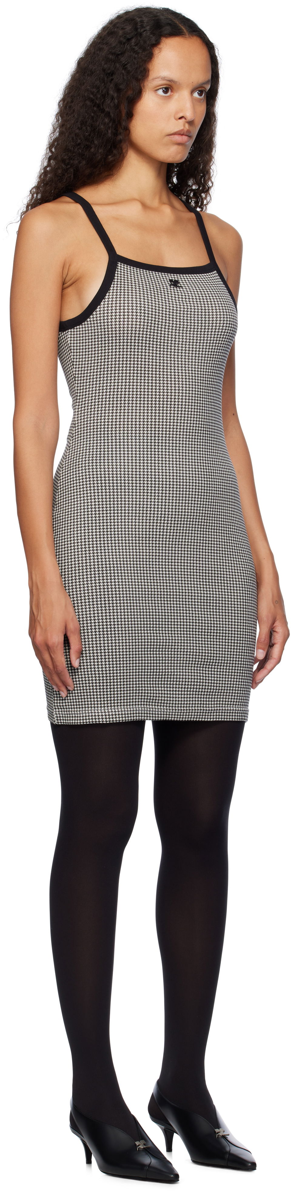 Kjole Courrèges Courrèges Houndstooth Mini Dress Sort | 324JRO458JS0167, 1