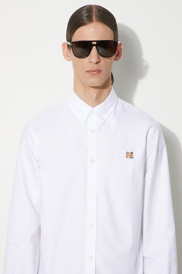 Skjorte MAISON KITSUNÉ Maison Kitsuné Mini Fox Head Classic BD Shirt - Regular Fit Button-Down Hvid | MM00413WC2010, 4