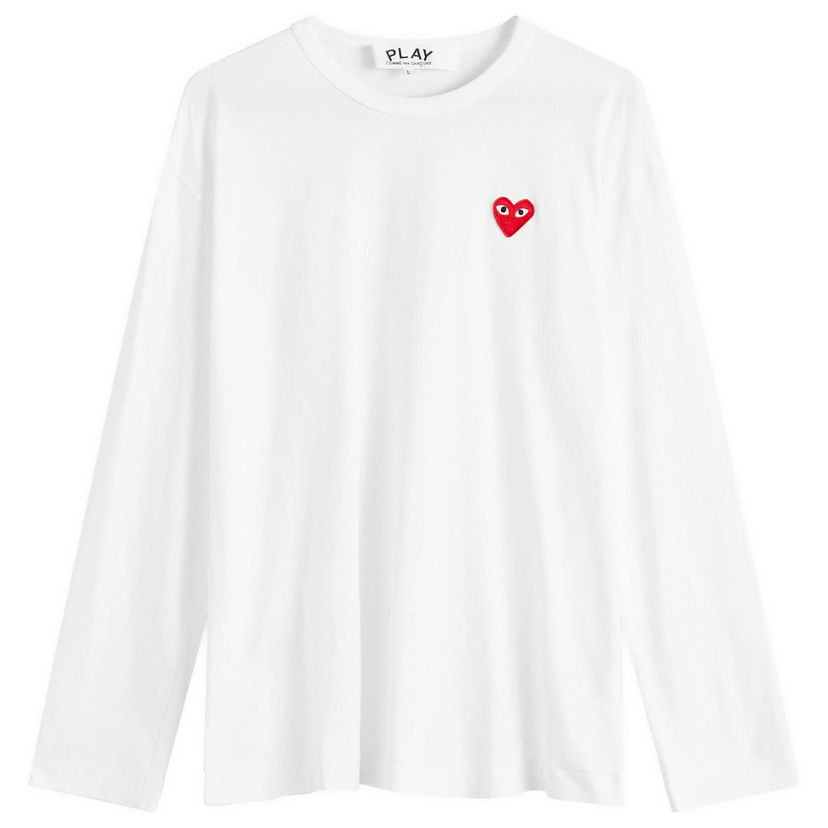 T-shirt Comme des Garçons Long Sleeve Basic Logo T-Shirt White/Red Hvid | AX-T118-051-2