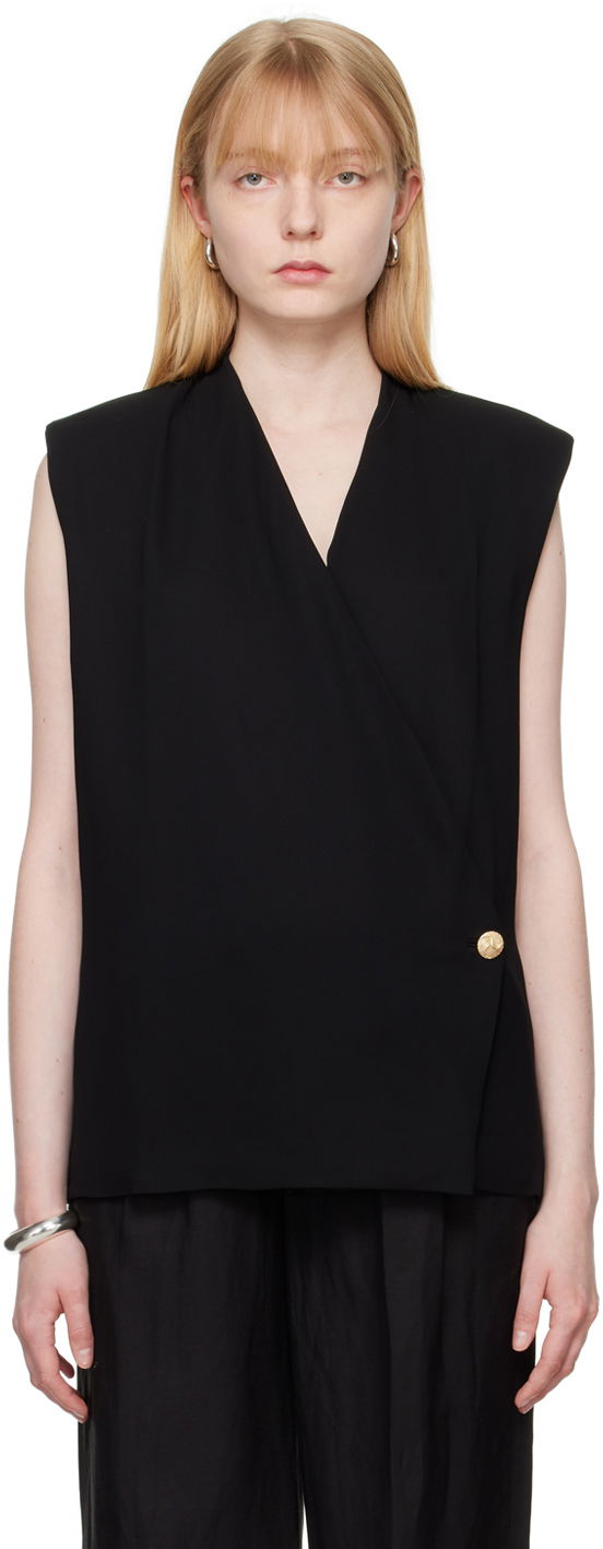 Vest Anine Bing Wrap Sleeveless Top Sort | A-07-4835-BLK26