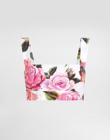 Crop top Dolce & Gabbana Dolce & Gabbana Rose Print Bralette Top Hvid | F7U70THS5S4HA5IG, 0
