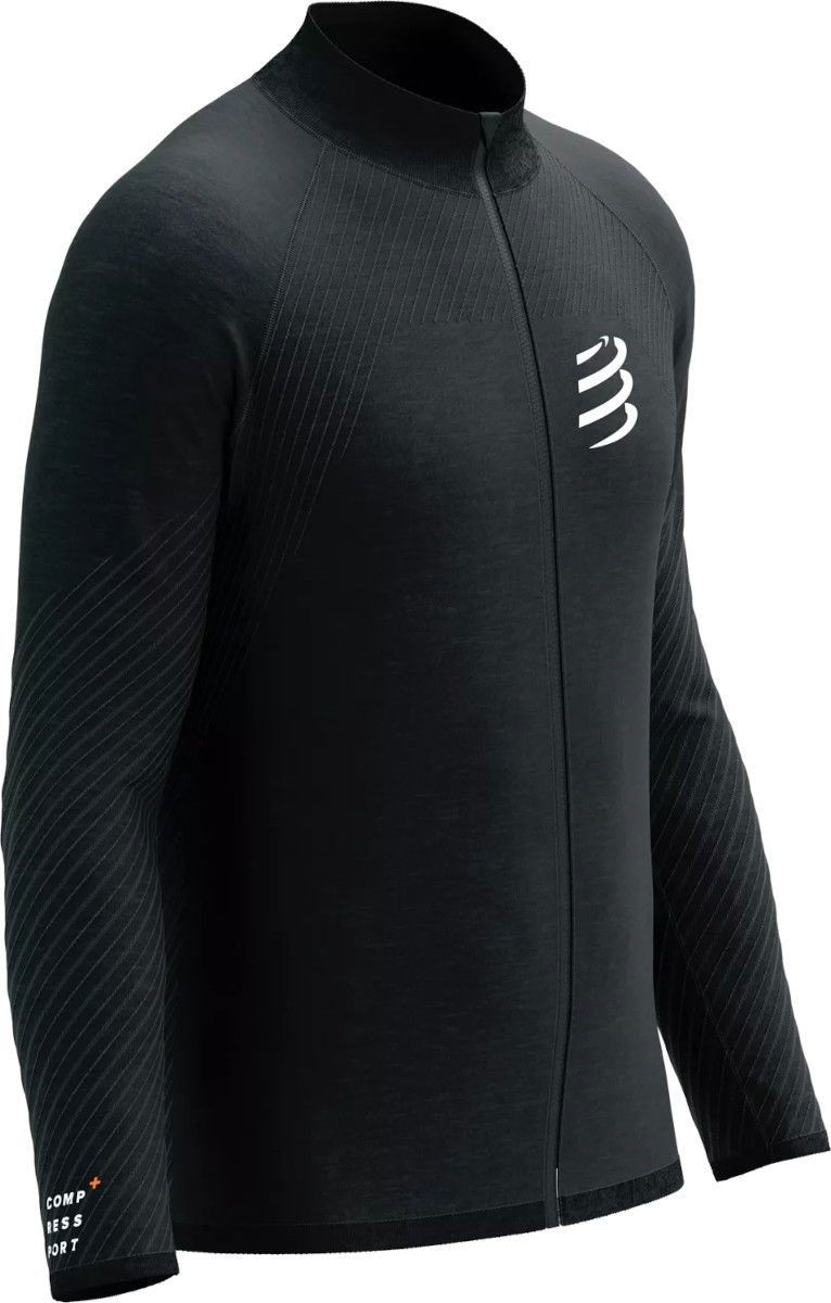 Sweatshirt Compressport Seamless Zip Sweatshirt Sort | aswu2199014, 0