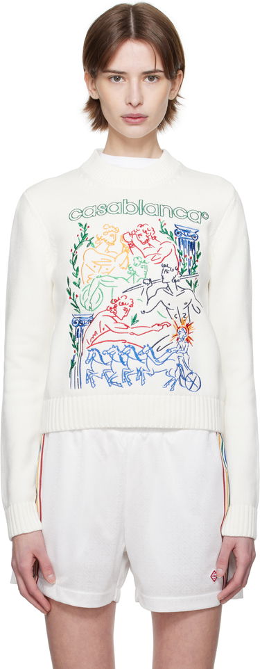 Sweater Casablanca Casablanca Embroidered Sweater Hvid | WPS25-KW-860-01, 0