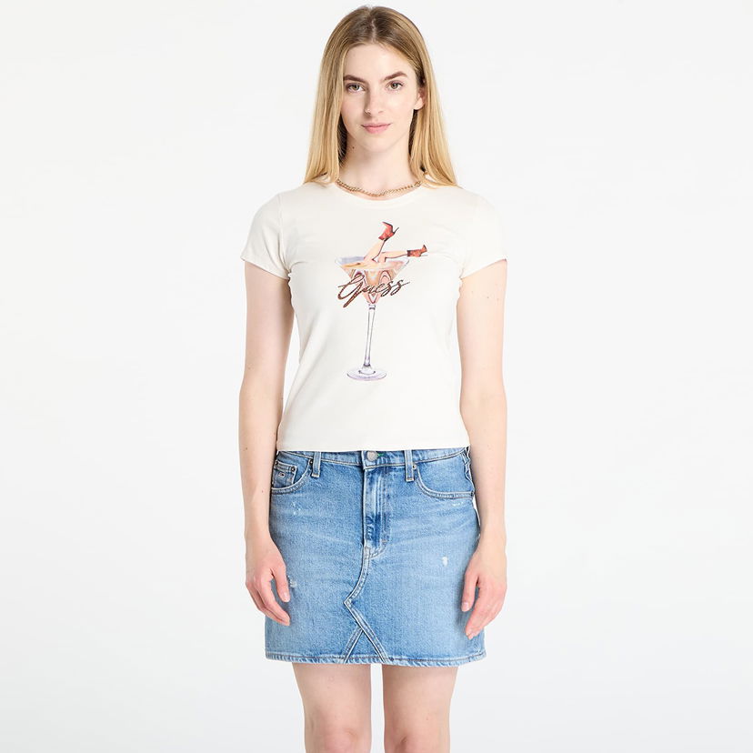 T-shirt GUESS T-shirt Ss Tini Boots Espresso R5 Tee Beige Beige | W5YI41KA0Q1-G012