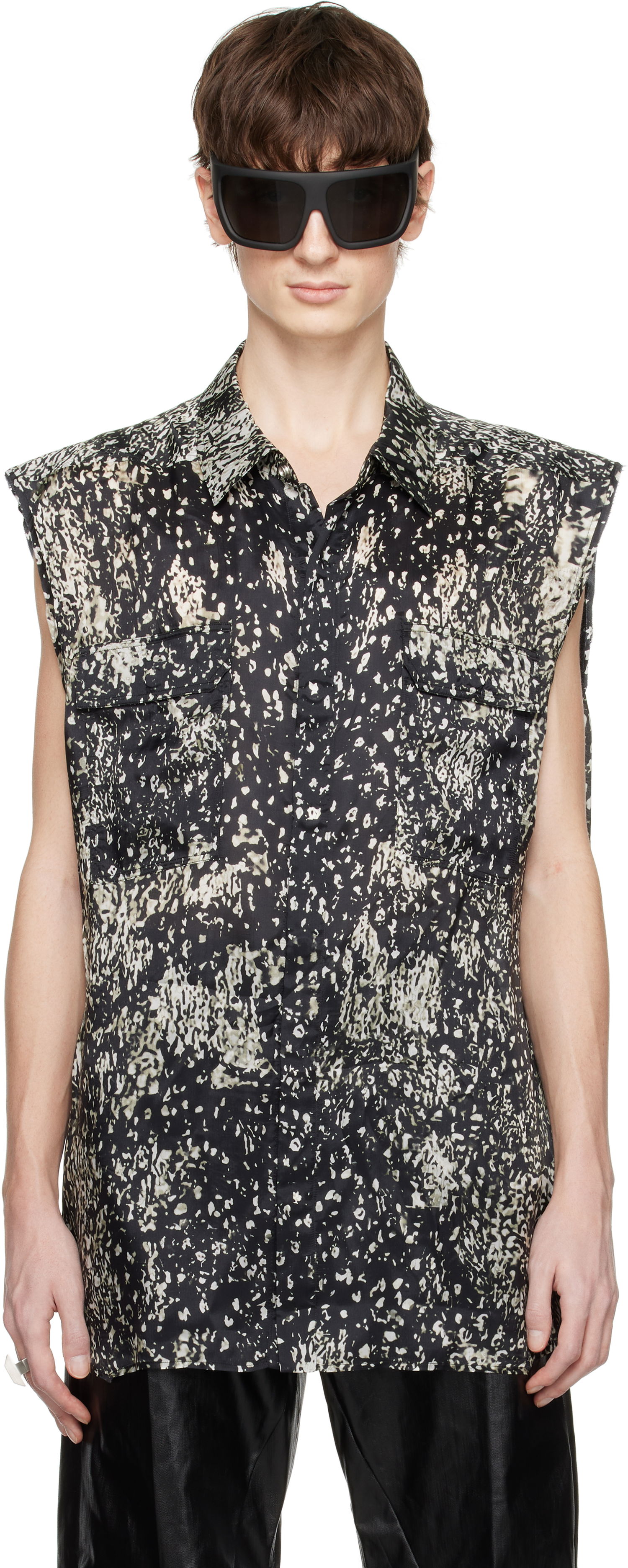 Skjorte Rick Owens Rick Owens Hollywood Jumbo Sleeveless Overshirt Sort | RU01E5239 JP1, 0